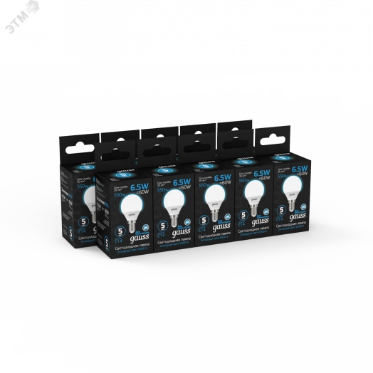 Лампа светодиодная LED 6,5 Вт 550 Лм 4100К E14 шар P45 белая Black Gauss
