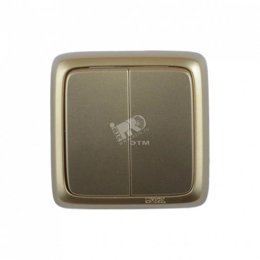 Выключатель двухклавишный наружный с изоляционной пластиной золото 16А