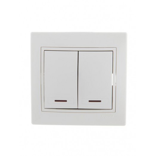 Выключатель 2-кл. СП Mira 10А IP20 с подсветкой с бел. вставкой бел. LEZARD 701-0202-112 Выключатель 2-кл. СП Mira 10А IP20 с подсветкой с бел. вставкой бел. LEZARD 701-0202-112