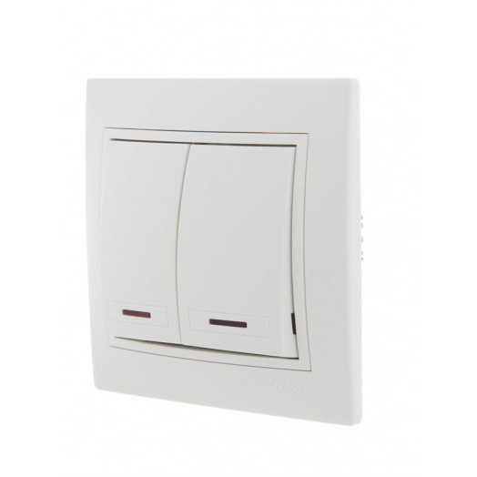 Выключатель 2-кл. СП Mira 10А IP20 с подсветкой с бел. вставкой бел. LEZARD 701-0202-112 Выключатель 2-кл. СП Mira 10А IP20 с подсветкой с бел. вставкой бел. LEZARD 701-0202-112