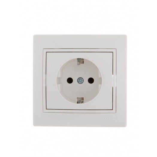 Розетка 1-м СП Mira 16А IP20 с заземл. с бел. вставкой керамика бел. LEZARD 701-0202-122