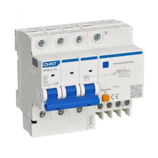Выключатель автоматический дифференциального тока 30мА тип AC 6кА NXBLE-32 3P+N C6 (R) CHINT 819510