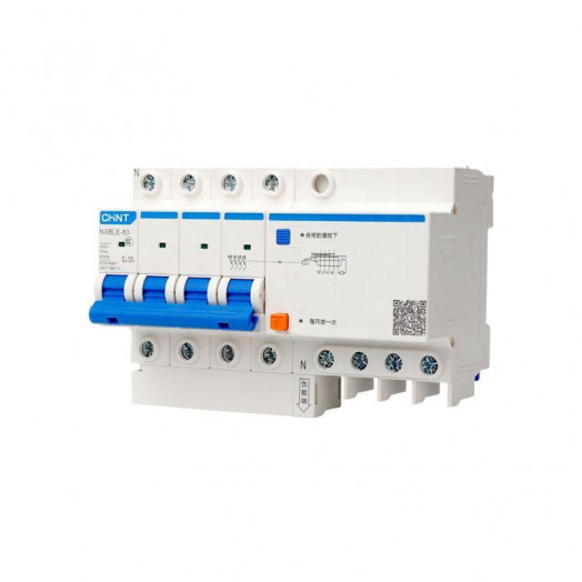 Выключатель автоматический дифференциального тока 4п D 63А 30мА тип AC 6кА NXBLE-63 (R) CHINT 982721