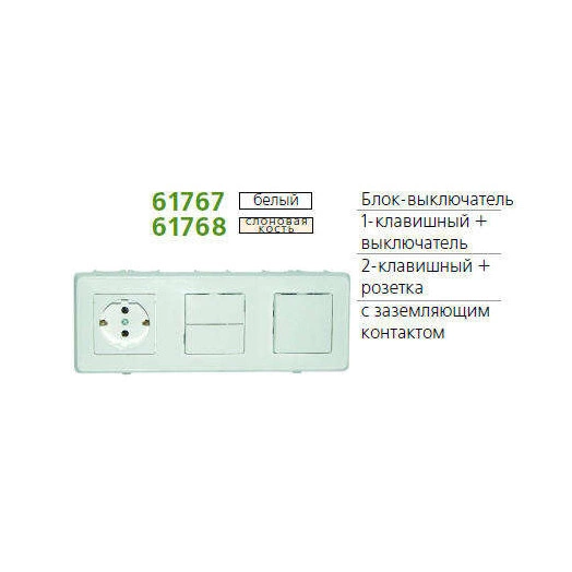 Блок СП CARIVA (1кл+2кл+роз с заземл.) сл. кость Leg 773744