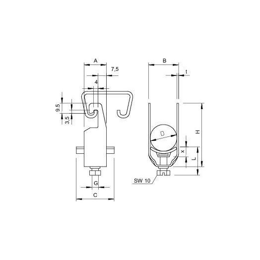 Скоба зажимная U-образ. d16-22мм 2056U 22 FT гор. оцинк. OBO 1175211