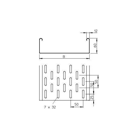 Лоток листовой перфорированный 300х60 L3000 сталь 2мм EKS 630 FS OBO 6056326