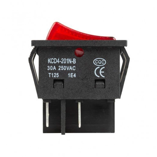 Выключатель клавишный 250В 30А (4с) ON-OFF красн. с подсветкой REXANT 36-2346