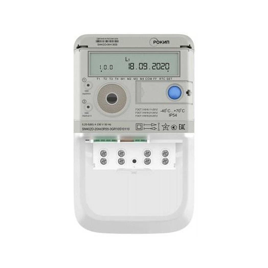 Счетчик SM402D 1ф многотариф. GSM/GPRS+RS485 непосредств. включ. щит. исп. РОКИП SM402D