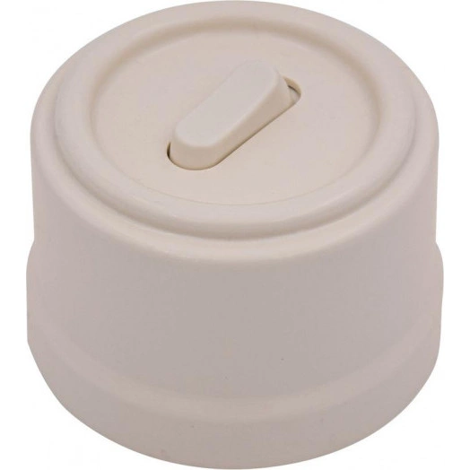 Выключатель проходной 1-кл. (клавишный) пластик песочн. зол. Bironi B1-221-24