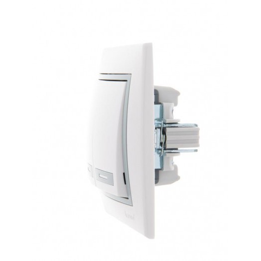 Выключатель 2-кл. СП Mira 10А IP20 с сер. вставкой бел. LEZARD 701-0215-101 Выключатель 2-кл. СП Mira 10А IP20 с сер. вставкой бел. LEZARD 701-0215-101