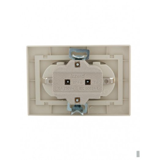 Розетка 2-м СП Mira 16А IP20 с заземл. со вставкой керамика крем. LEZARD 701-0303-127