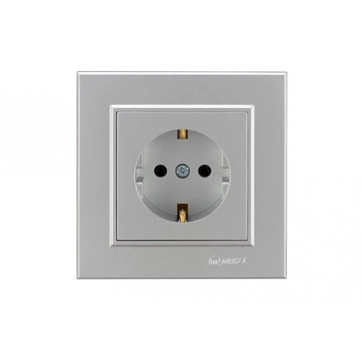Розетка 1-м СП Karea 16А IP20 с/з сереб. Makel 56065028