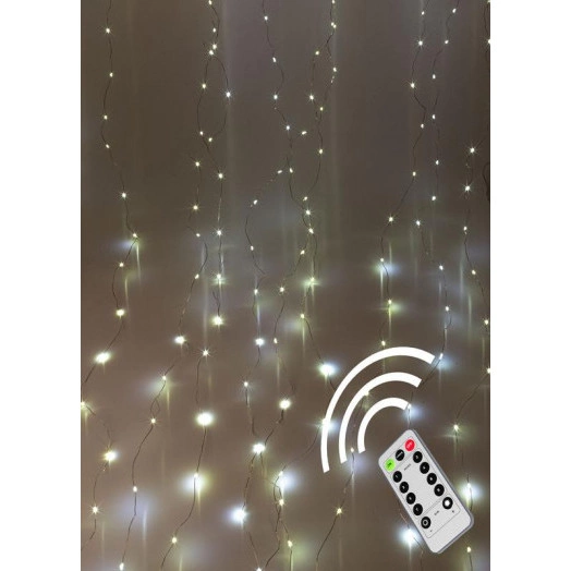 Гирлянда светодиодная "Роса" 3х3м +2м 300LED 10 нитей USB пульт КОСМОС KOC_CUR-U102