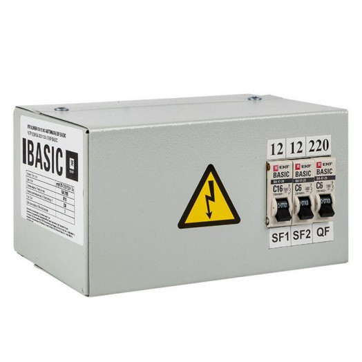 Ящик с понижающим трансформатором ЯТП 0.25 220/12В (3 авт. выкл.) Basic EKF yatp0.25 220/12v-3a