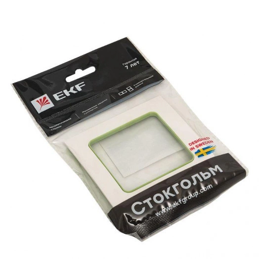 Рамка 1-м Стокгольм бел. с линией цвета зел. PROxima EKF EXM-G-302-20