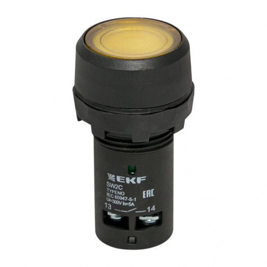 Кнопка SW2C-10D с подсветкой желт. NO EKF sw2c-md-y
