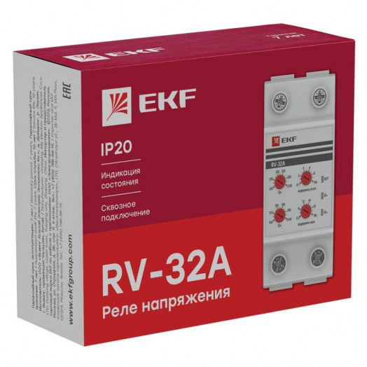 Реле напряжения RV-32A (сквозное подкл.) EKF rv-32a