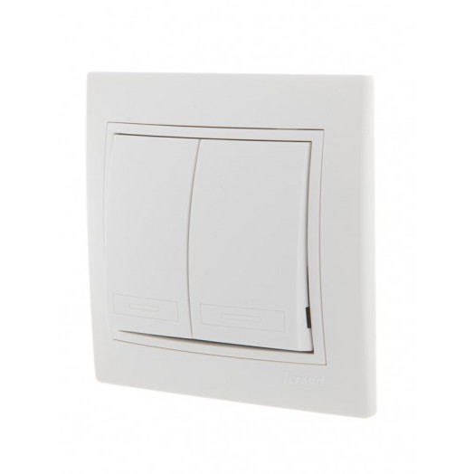 Выключатель 2-кл. СП Mira 10А IP20 с бел.вставкой бел. LEZARD 701-0202-101 Выключатель 2-кл. СП Mira 10А IP20 с бел.вставкой бел. LEZARD 701-0202-101