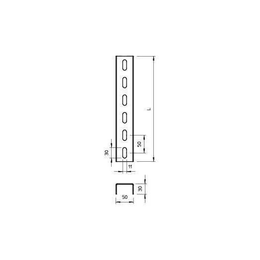 Профиль U-образный 30х50 L3000 2мм US 3 300 FS OBO 6342340