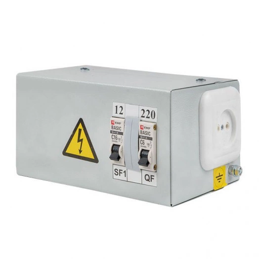 Ящик с понижающим трансформатором ЯТП 0.25 220/12В (2 авт. выкл.) Basic EKF yatp0.25-220/12v-2a