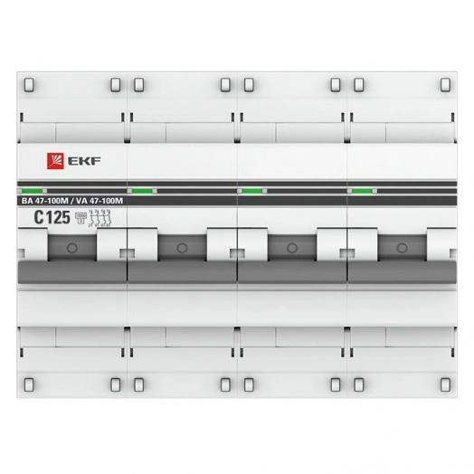 Выключатель автоматический модульный 4п D 125А 10кА ВА 47-100M электромагнит. расцеп. PROxima EKF mcb47100m-4-125C-pro