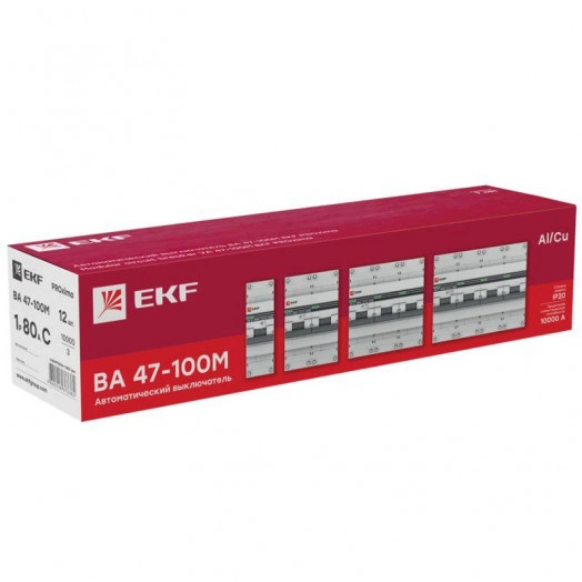 Выключатель автоматический модульный 4п D 125А 10кА ВА 47-100M электромагнит. расцеп. PROxima EKF mcb47100m-4-125C-pro