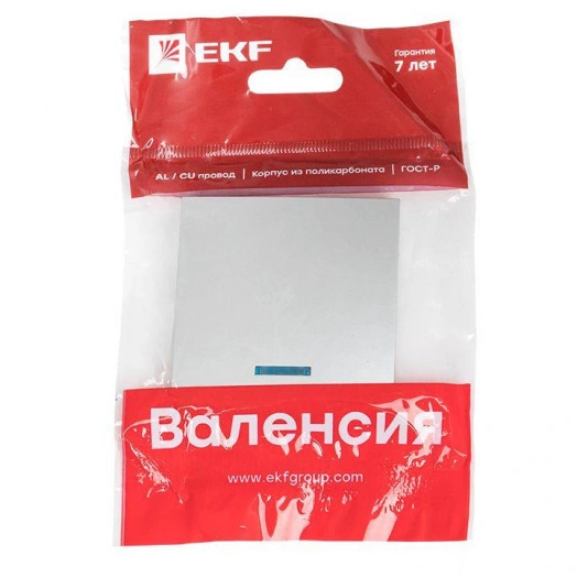 Панель лицевая Валенсия для выключателя 1-кл. с индикатором 10А сталь PROxima EKF ESV10-L-121-30