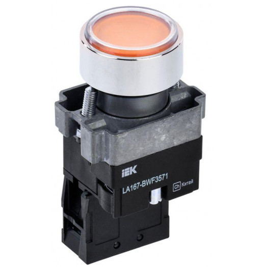 Кнопка LA167-BWF3571 d22мм RC 1з с подсветкой желт. IEK BBT20-BWF3571-1-12-67-K05