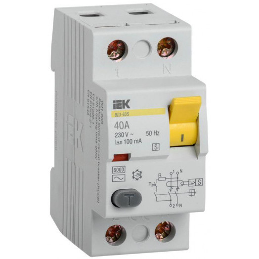 Выключатель дифференциального тока (УЗО) 2п 40А 100мА тип ACS ВД1-63S IEK MDV12-2-040-100