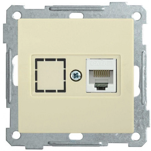 Розетка компьютерная СП Bolero РК10-1-Б RJ45 кат.5E механизм крем. IEK EKB15-01-K33
