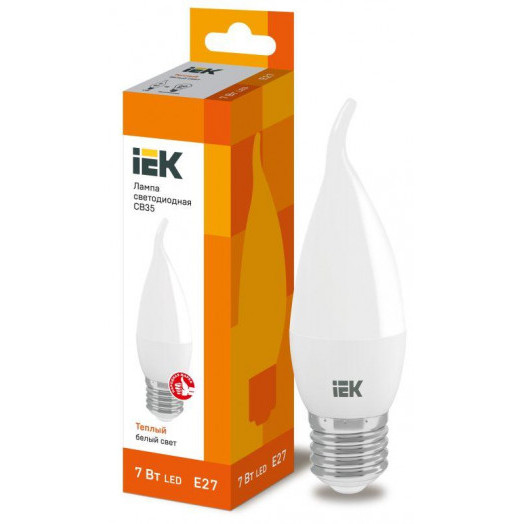 Лампа светодиодная ECO CB35 7Вт свеча на ветру 3000К E27 230В IEK LLE-CB35-7-230-30-E27
