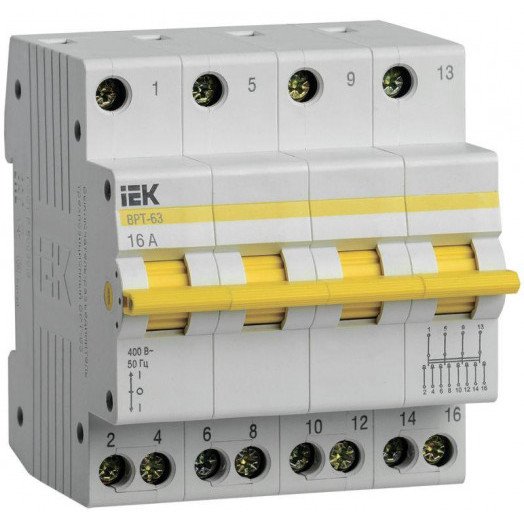 Выключатель-разъединитель трехпозиционный 4п ВРТ-63 16А IEK MPR10-4-016