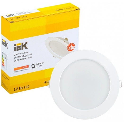 Светильник светодиодный ДВО 1613 12Вт 3000К IP20 встраив. круг бел. IEK LDVO0-1613-12-3000-K01