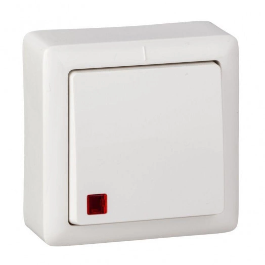 Выключатель 1-кл. ОП Хит 6А IP20 250В с подсветкой бел. SE VA16-137-B