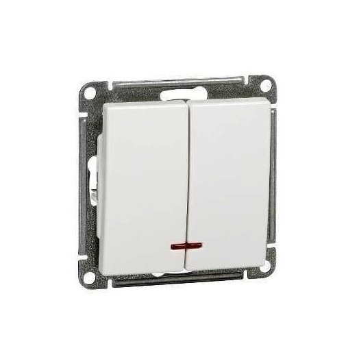 Выключатель 2-кл. СП W59 10А IP20 10AX с подсветкой механизм бел. SE VS510-251-1-86