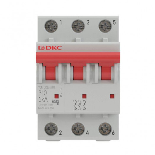 Выключатель автоматический модульный 3п D 2А 10кА MD63 YON MD63-3D2-10