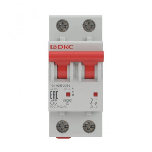 Выключатель автоматический модульный 2п C 1А 10кА MD63 YON MD63-2C1-10