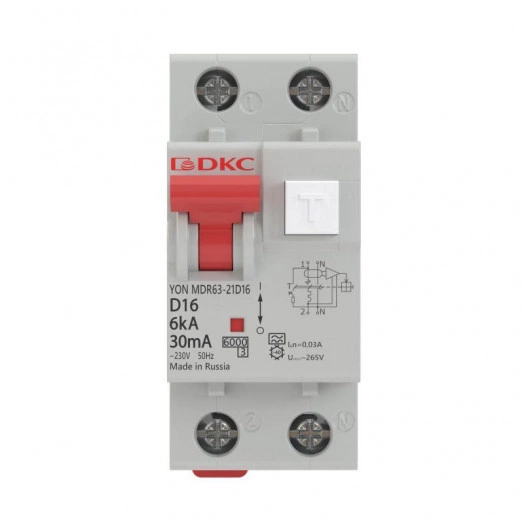 Выключатель автоматический дифференциального тока 2п (1P+N) C 6А 100мА тип A 6кА MDR63 YON MDR63-23C6-A