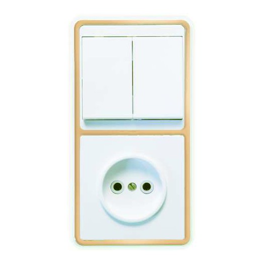 Блок БКВР-038 Бэлла (2-кл. выкл. + розетка) зол. Кунцево 5828