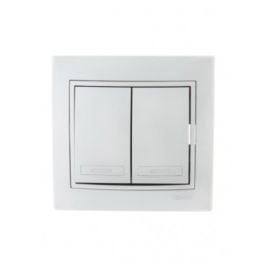 Выключатель 2-кл. СП Mira 10А IP20 со вставкой сер. метал. LEZARD 701-1010-101 Выключатель 2-кл. СП Mira 10А IP20 со вставкой сер. метал. LEZARD 701-1010-101