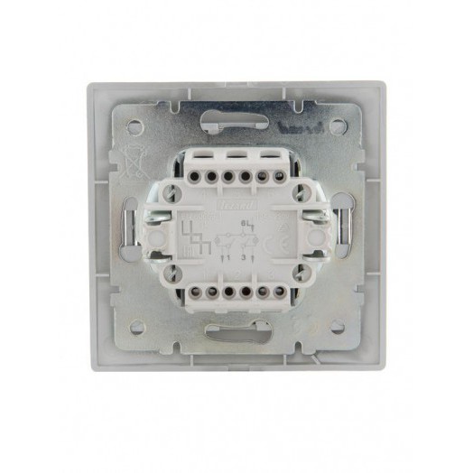 Выключатель 2-кл. СП Mira 10А IP20 с подсветкой со вставкой сер. метал. LEZARD 701-1010-112