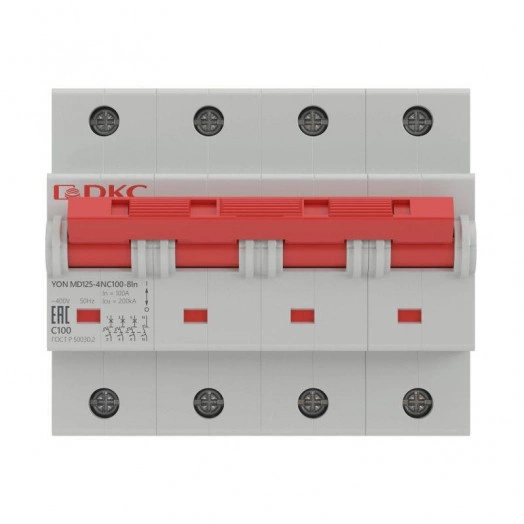 Выключатель автоматический модульный 4п (3P+N) C 100А 20кА MD125 YON MD125-4NC100