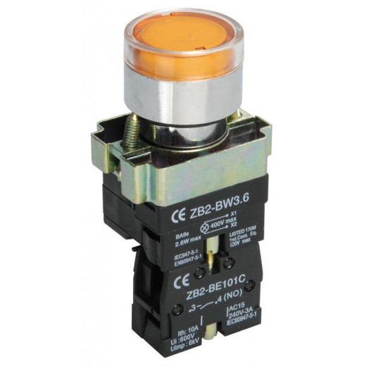 Кнопка LAY5-BW3561 c подсветкой желт. 1з IEK BBT50-BW-K05