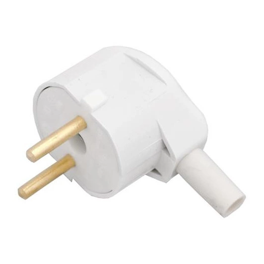 Вилка электрическая угловая без заземл. 6А 250В IP20 АБС-пластик бел. Bylectrica В6-241