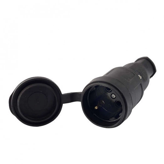 Разъем штепсельный 1х16А 2P+PE 220-240В IP44 с заглушкой каучук LEZARD 106-0400-0102/102