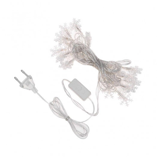 Гирлянда светодиодная "Снежинки" большие 5м 20 LED IP20 прозр. провод свечение мульти (RG/RB) мигание 230В Neon-Night 304-024