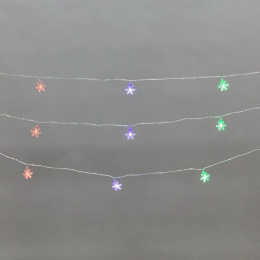 Гирлянда светодиодная "Снежинки" большие 5м 20 LED IP20 прозр. провод свечение мульти (RG/RB) мигание 230В Neon-Night 304-024
