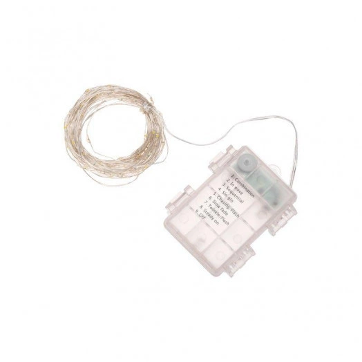 Гирлянда "Роса" 10м 100 LED IP44 на батарейках 3хАА с пультом 8 режимов теплый бел. Neon-Night 303-256