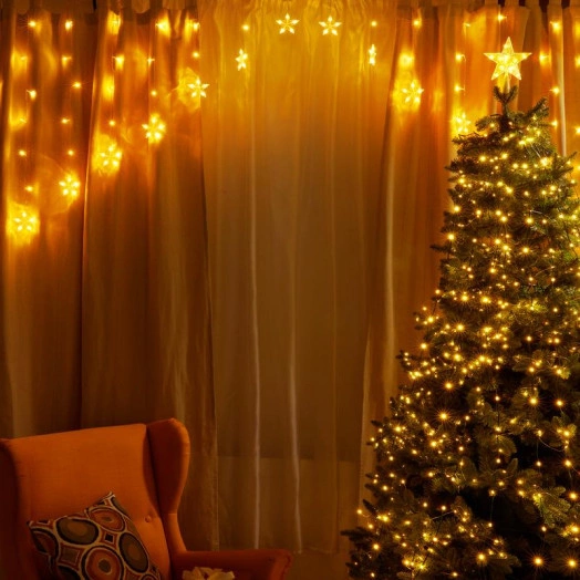 Гирлянда "Арка" со звездами 2.5х1.2м 136 LED с контроллером 8 режимов 230В теплый бел. Neon-Night 255-076