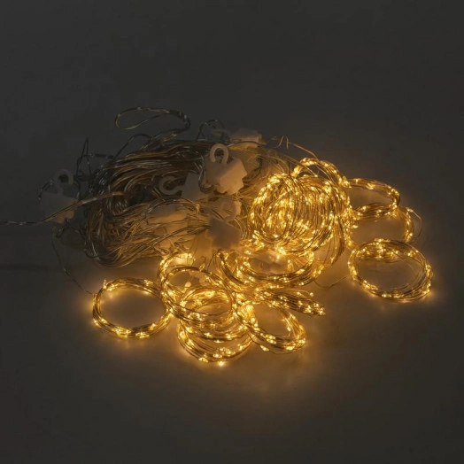 Гирлянда "Светодиодный дождь" из росы 3х3м USB+пульт управления с крючками для крепления теплый бел. Neon-Night 315-886